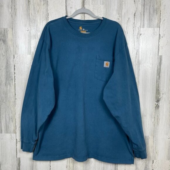 Carhartt long sleeve t shirt original fit classic diamond plate graphic blue 2XL - Picture 1 of 6